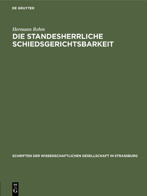 cover image of Die standesherrliche Schiedsgerichtsbarkeit